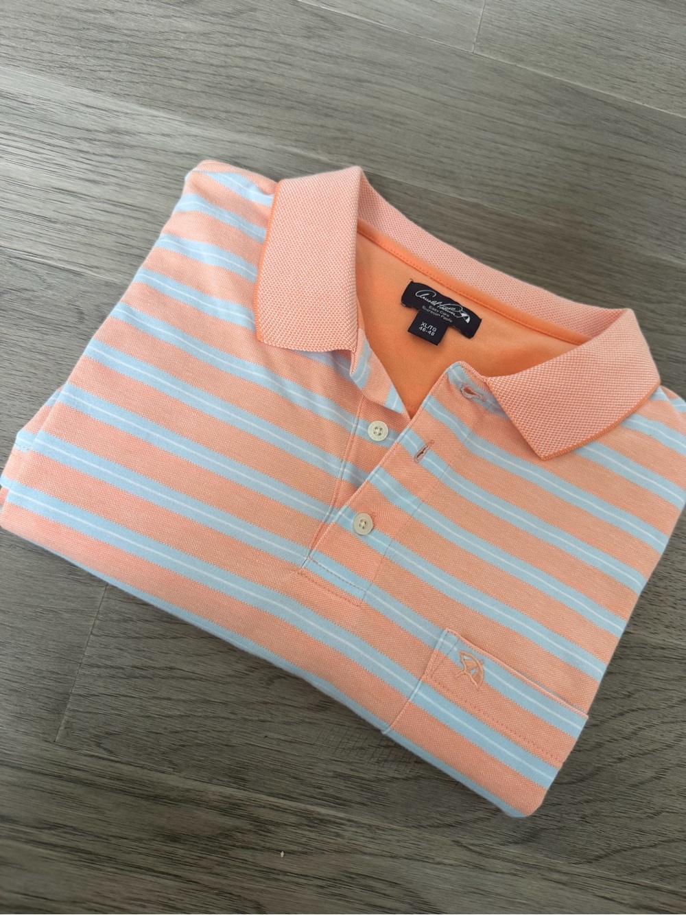 Arnold Palmer Men’s Striped Golf Polo XL Peach Blue